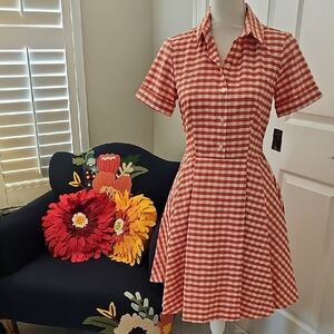 Gabby Skye Red and White Gingham Midi Dress